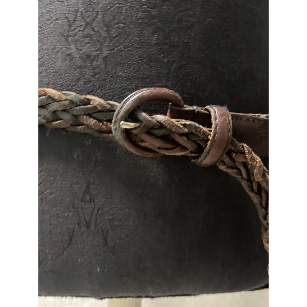 Dockers Mens Braided Leather Belt Dark Brown Woven 38 95 Vintage Style 1337‎